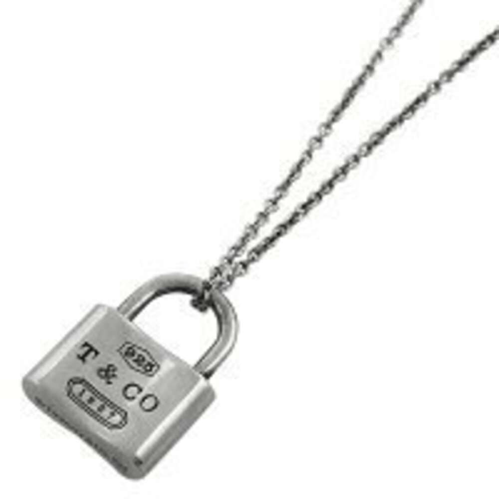 Tiffany Co Padlock Necklace Logo Pendant Sterling Silver - Picture 2 of 4